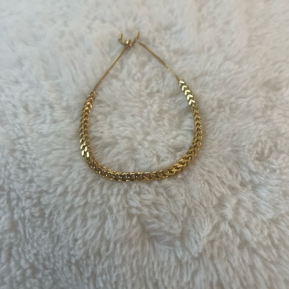 18K Gold Plated Link Chain Adjustable Bead Bracelet - Picture 3 of 4